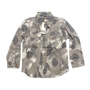 NWT Tea Collection Flannel Button Up Shirt Winter Camo Size 4